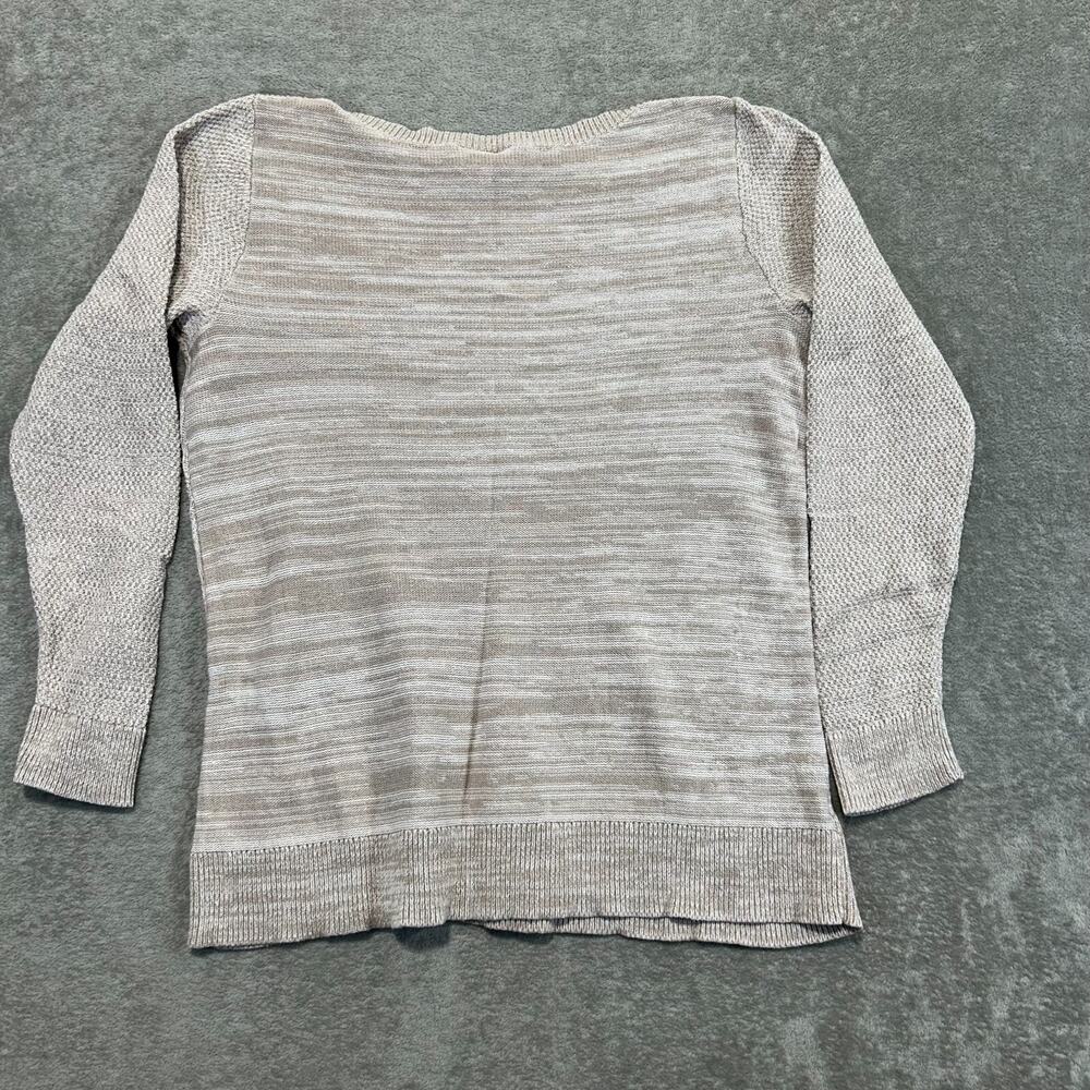Ann Taylor LOFT Outlet Women Beige Boatneck Pullover Cotton Sweater Medium Beach